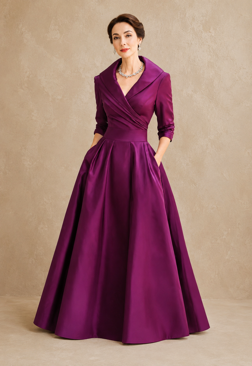 Midi - Vestido Elegante con Cuello en V
