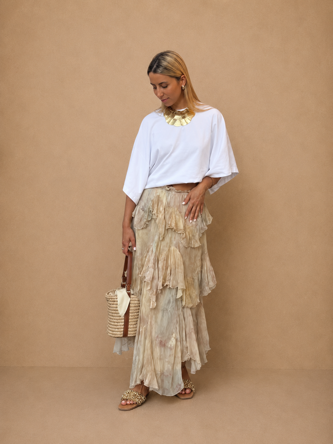 Rita - Falda Larga con Estampado Degradado