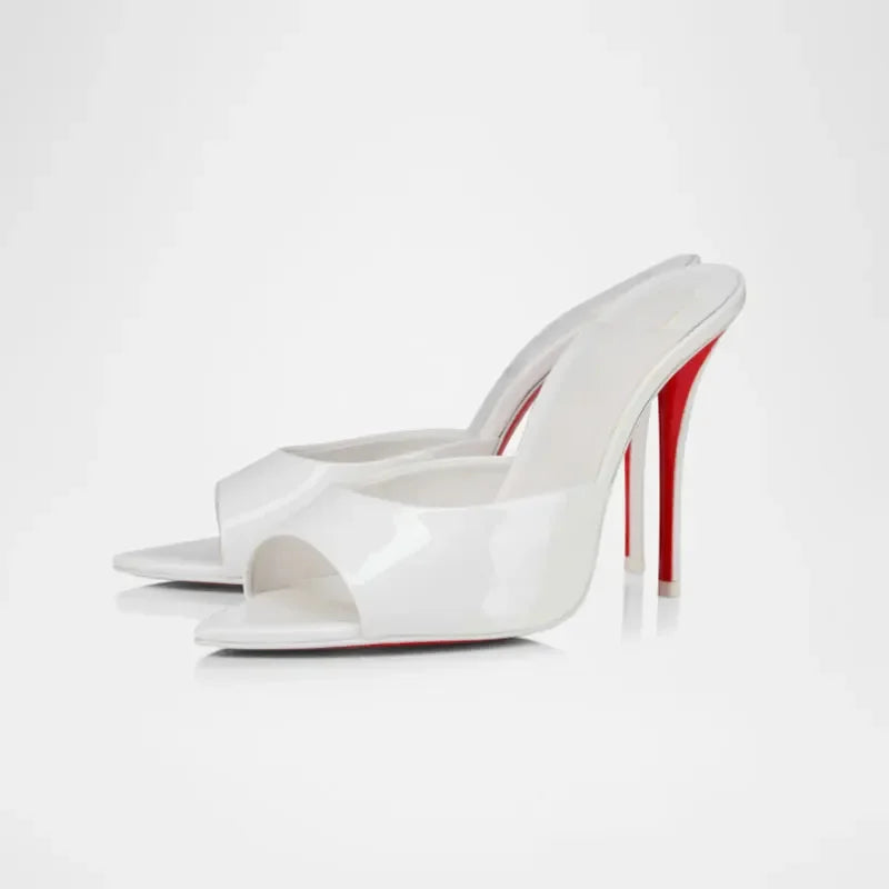 Raquel - Tacón Punta Abierta Suela Roja (10,5cm)