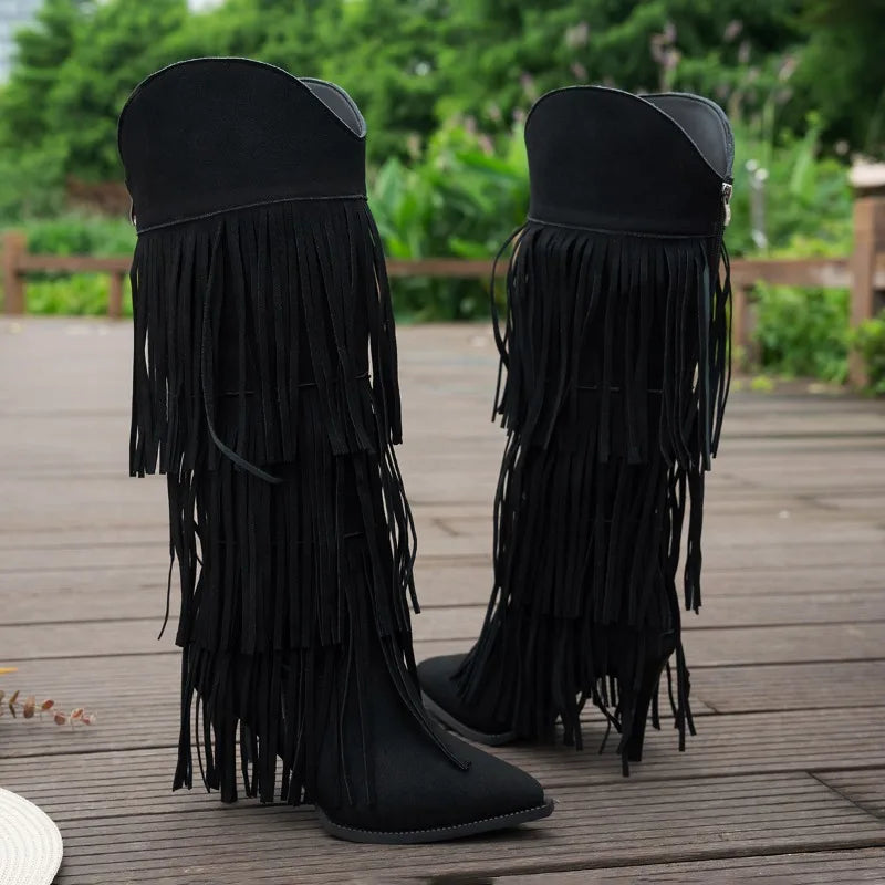 Nati - Bota con Flecos Tacón Puntiagudo (8cm)