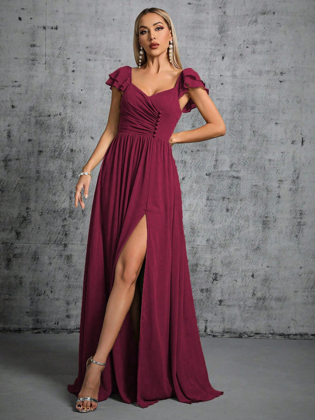 Bella - Vestido Elegante con Volantes y Cuello de Herradura