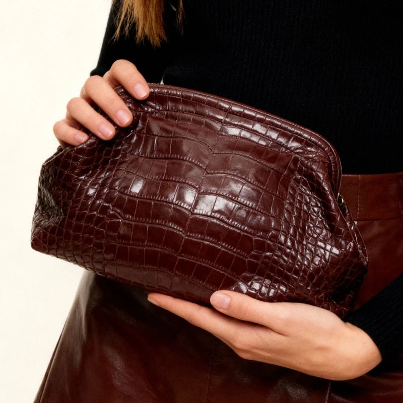 Jess - Bolso de Cocodrilo Marrón
