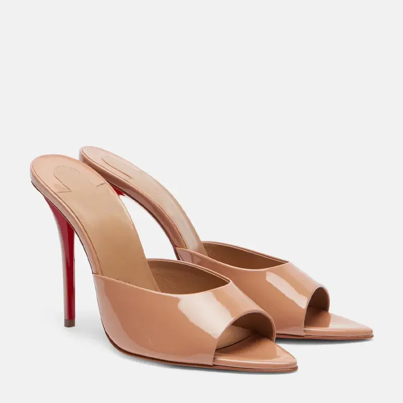 Raquel - Tacón Punta Abierta Suela Roja (10,5cm)