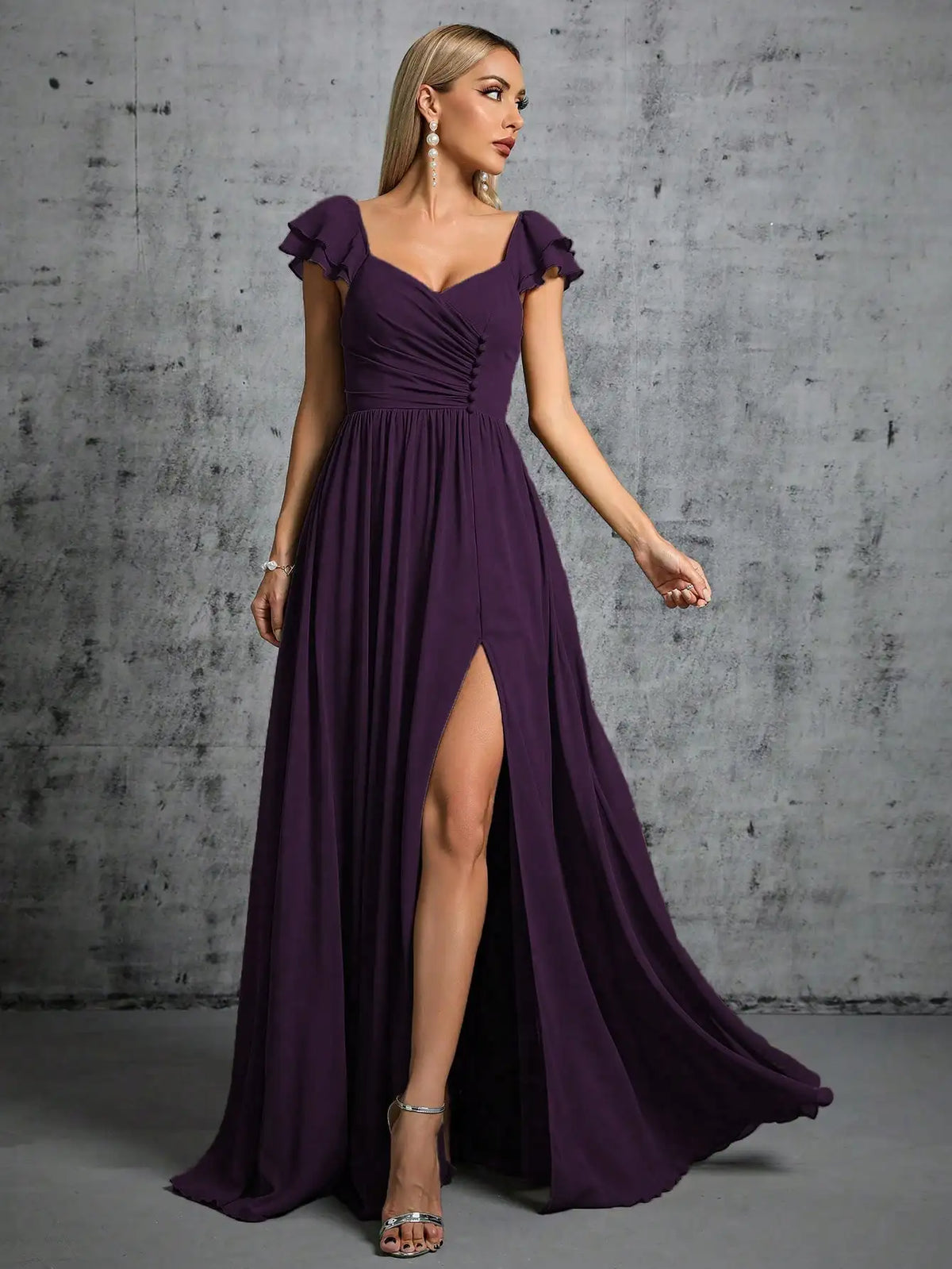 Bella - Vestido Elegante con Volantes y Cuello de Herradura