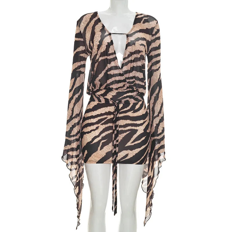 Kayla - Vestido Fino Estampado de Tigre
