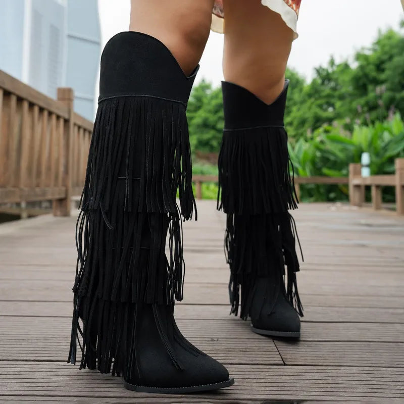 Nati - Bota con Flecos Tacón Puntiagudo (8cm)