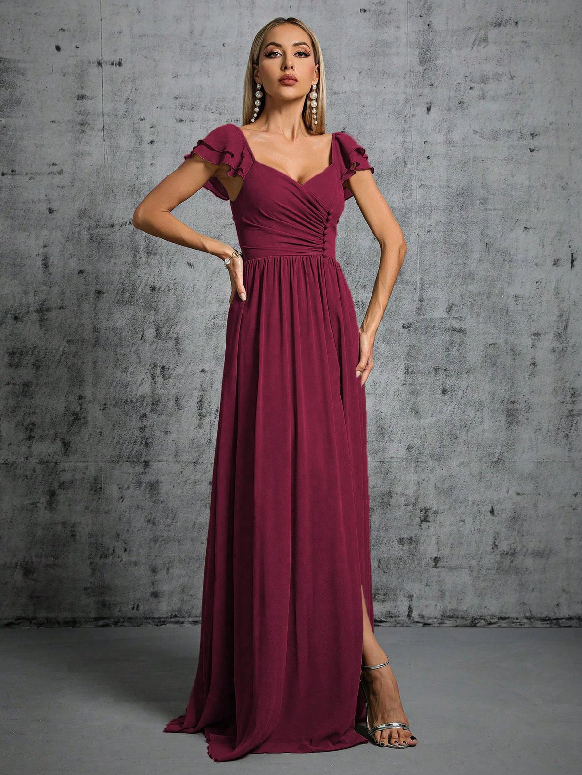 Bella - Vestido Elegante con Volantes y Cuello de Herradura