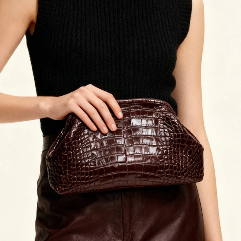 Jess - Bolso de Cocodrilo Marrón