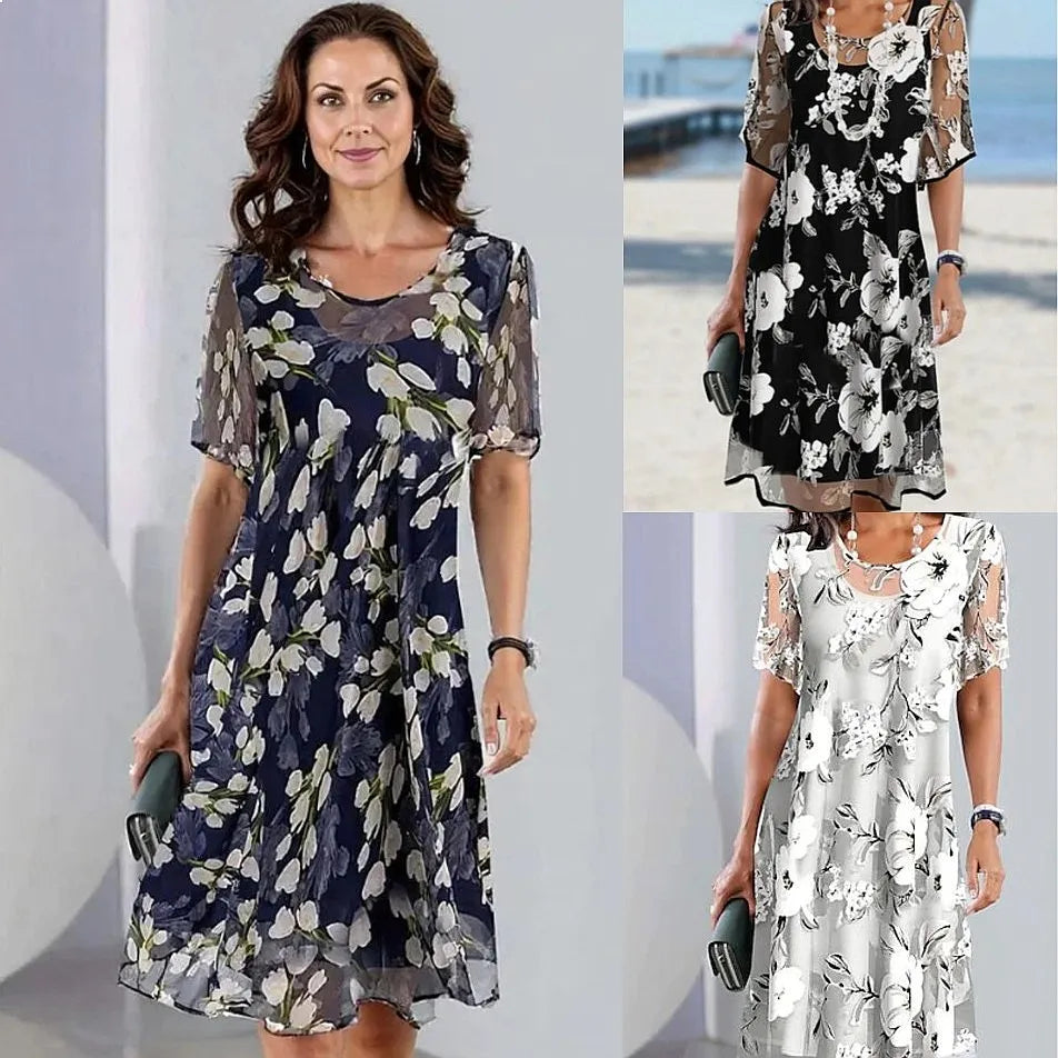 Emma - Vestido con Transparencias y Estampado Floral